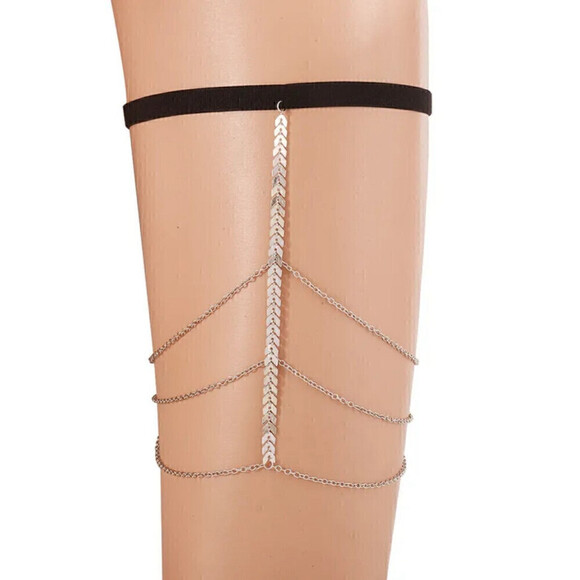 Layered Leg Chain In Silver - Picture 1 of 5